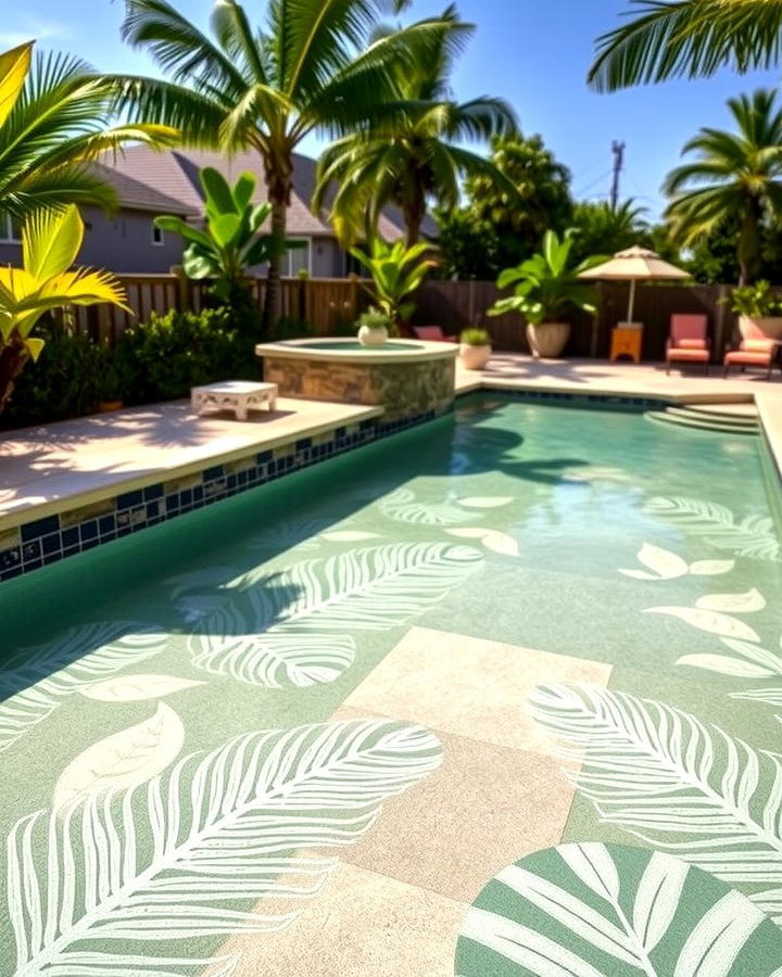 Tropical Leaf Impressions 2 - 25 Stamped Concrete Pool Deck Ideas