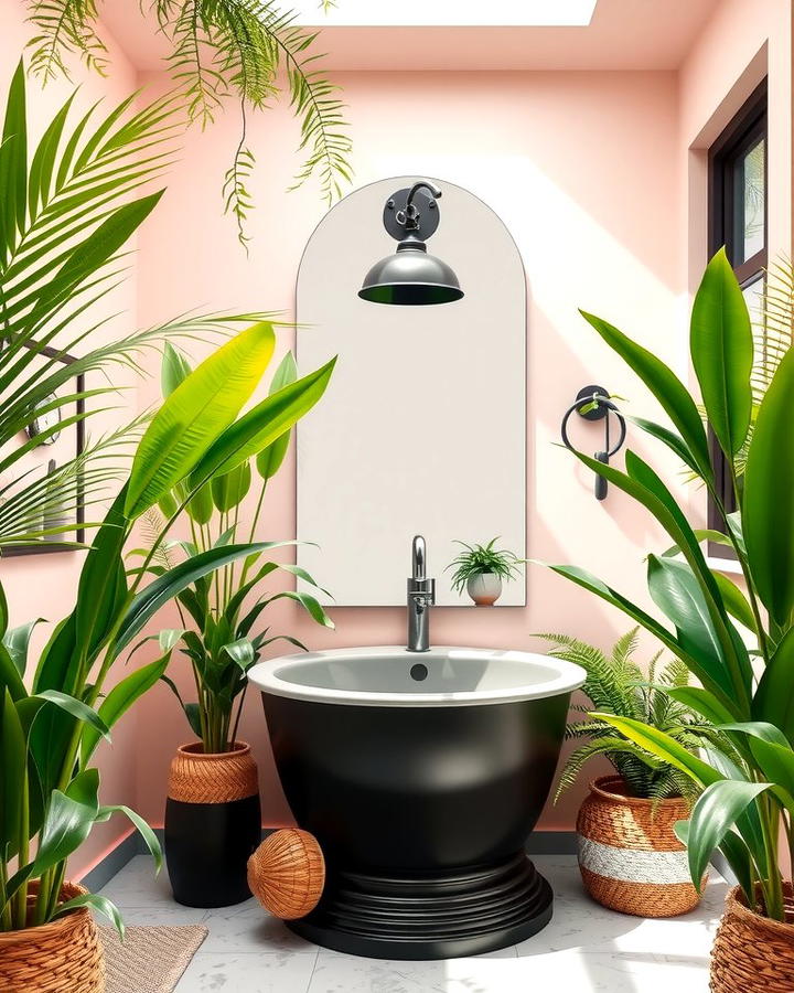 Tropical Oasis with Pink and Black - 25 Pink and Black Bathroom Ideas