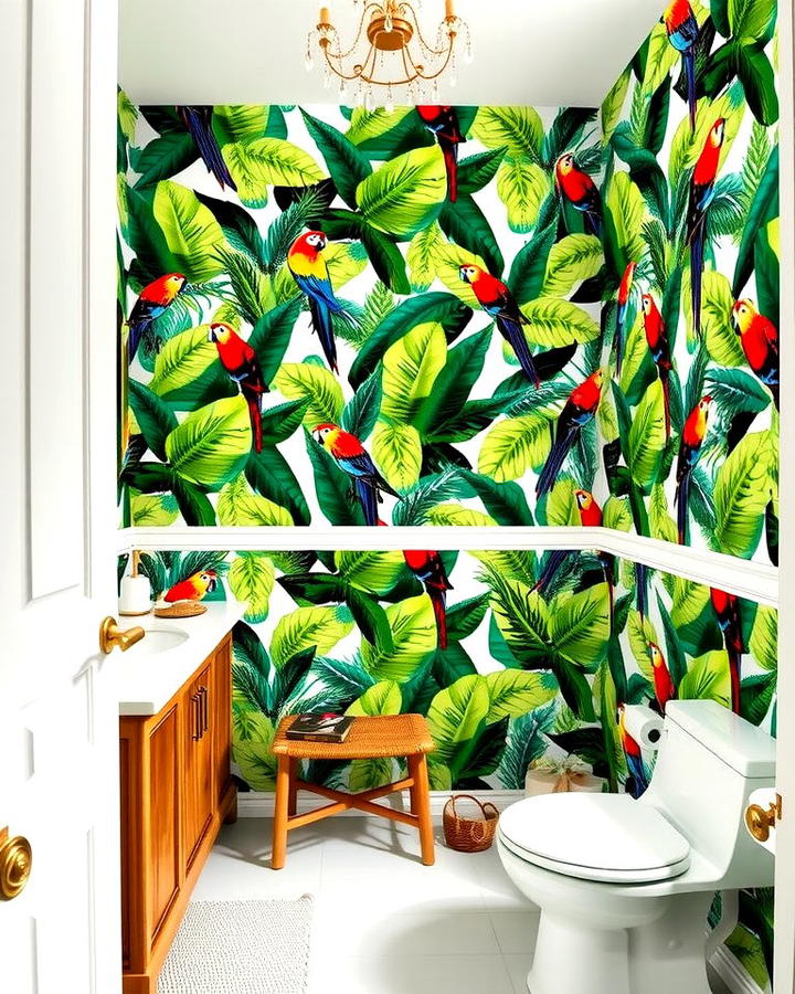 Tropical Paradise Prints - 25 Powder Room Wallpaper Ideas