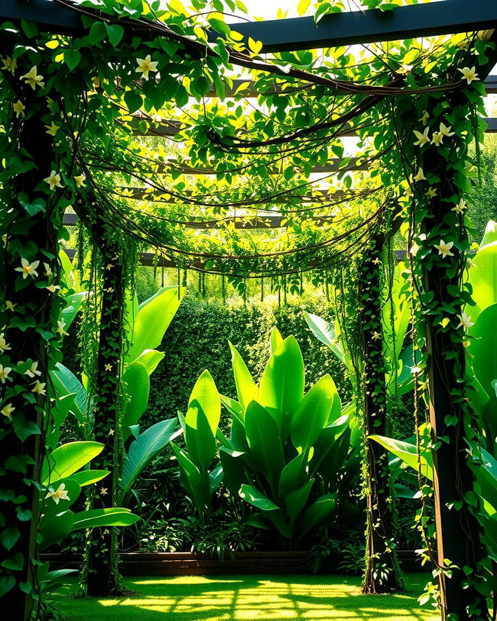 Tropical Pergolas with Vines - 25 Tropical Garden Ideas