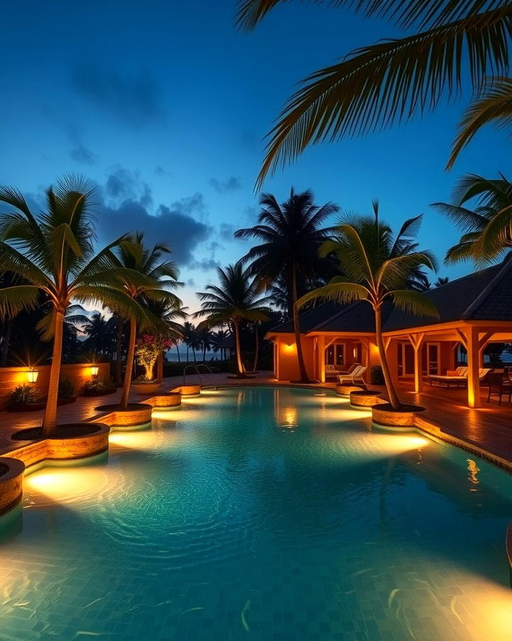 Tropical Pool Lighting - 25 Tropical Pool Landscaping Ideas