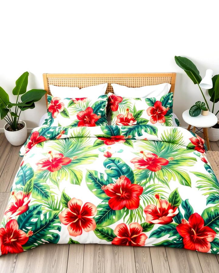 Tropical Print Bedding - 25 Tropical Bedroom Ideas