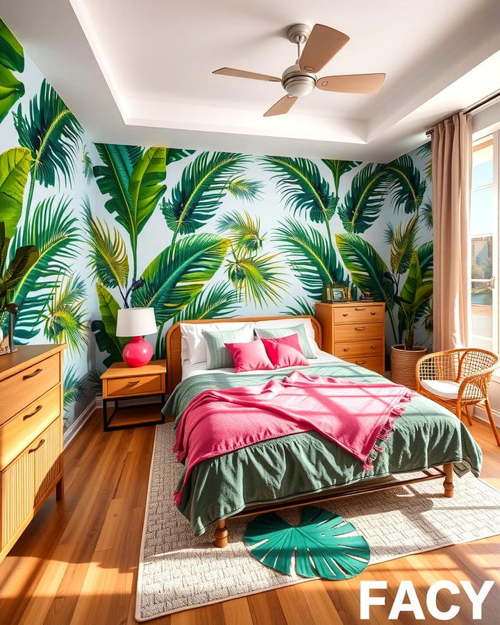 Tropical Themes for a Vacation Feel - 25 Pink and Green Bedroom Ideas