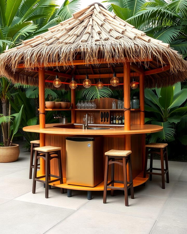 Tropical Tiki Bar Island - 25 Outdoor Kitchen Island Ideas