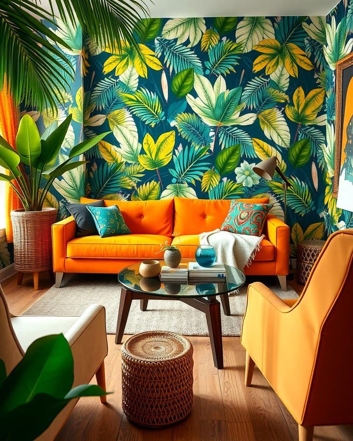 Tropical Vibes with Citrus Hues - 25 Orange Couch Living Room Ideas