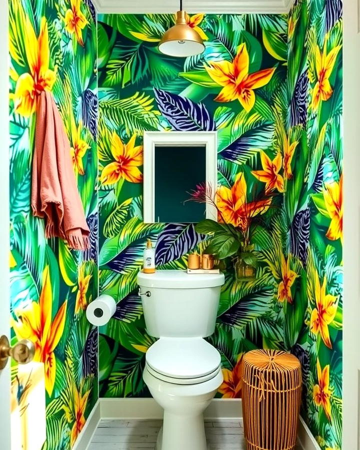 Tropical Vibes - 25 Powder Room Wallpaper Ideas