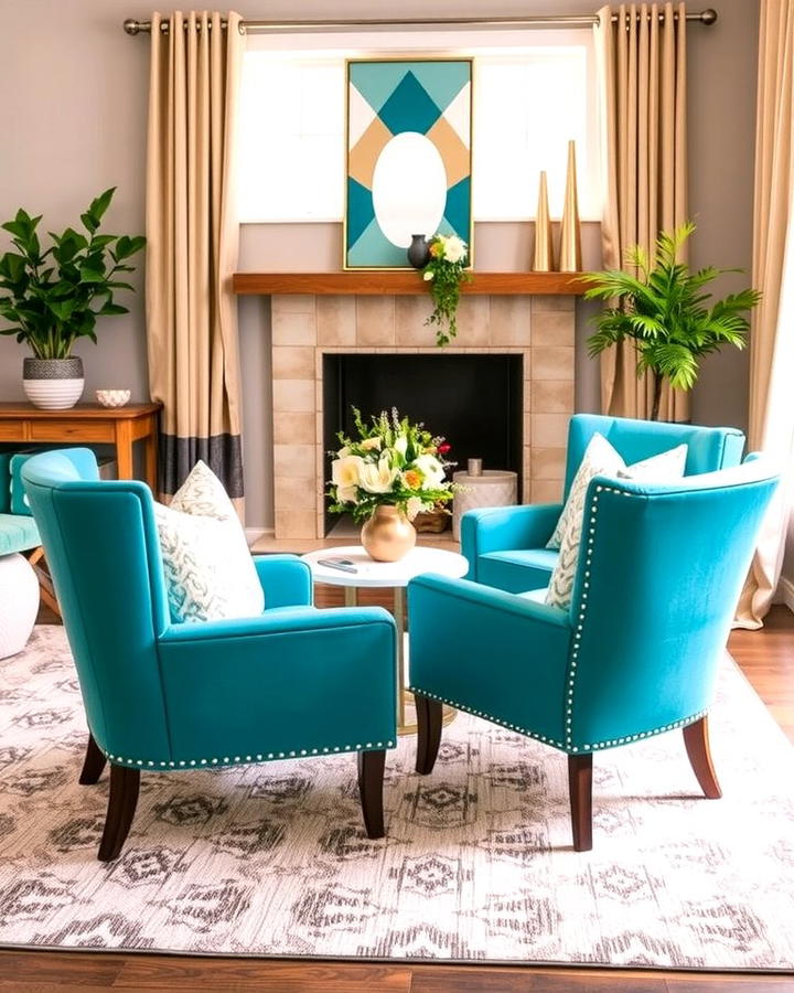 Turquoise Accent Chairs - 25 Turquoise Living Room Ideas