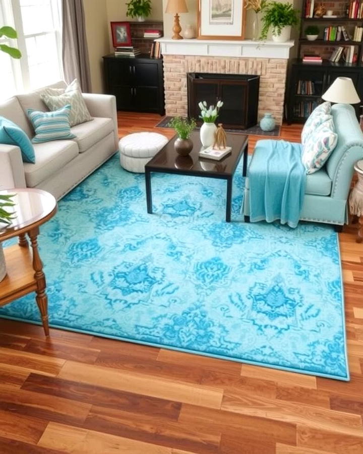 Turquoise Area Rug - 25 Turquoise Living Room Ideas