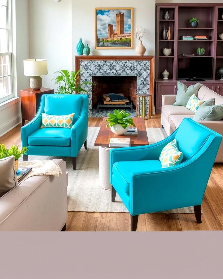 Turquoise Armchairs - 25 Turquoise Living Room Ideas