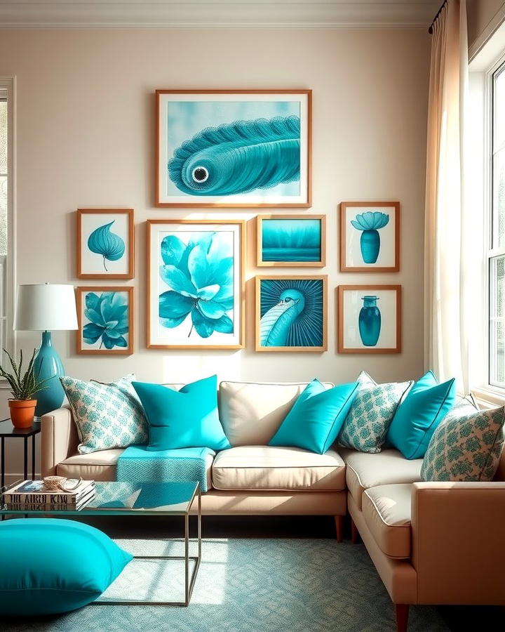 Turquoise Artwork - 25 Turquoise Living Room Ideas