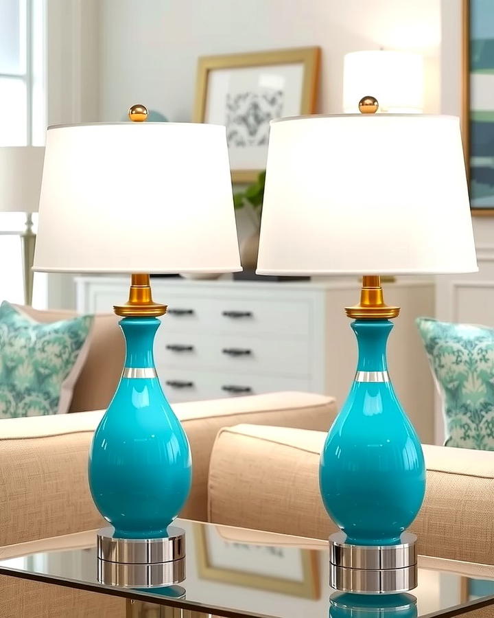 Turquoise Lamps - 25 Turquoise Living Room Ideas