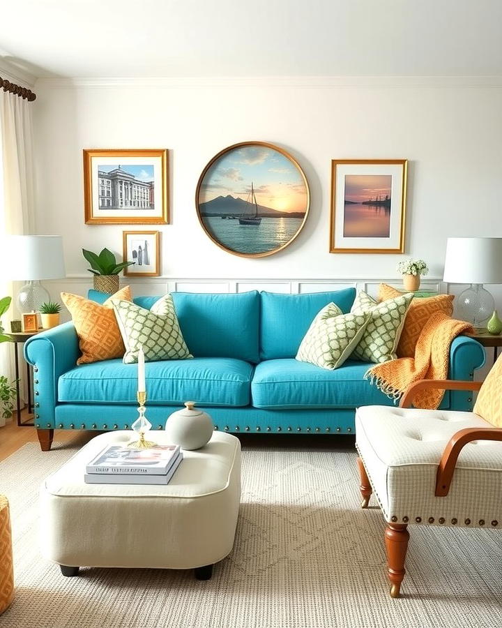 Turquoise Sofa - 25 Turquoise Living Room Ideas