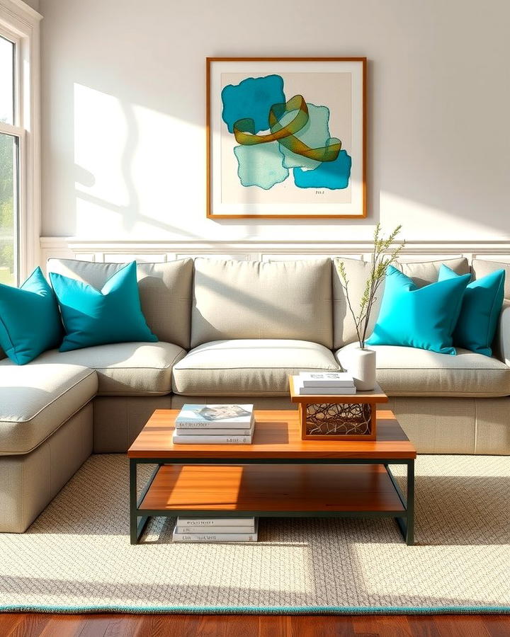 Turquoise Throw Pillows - 25 Turquoise Living Room Ideas