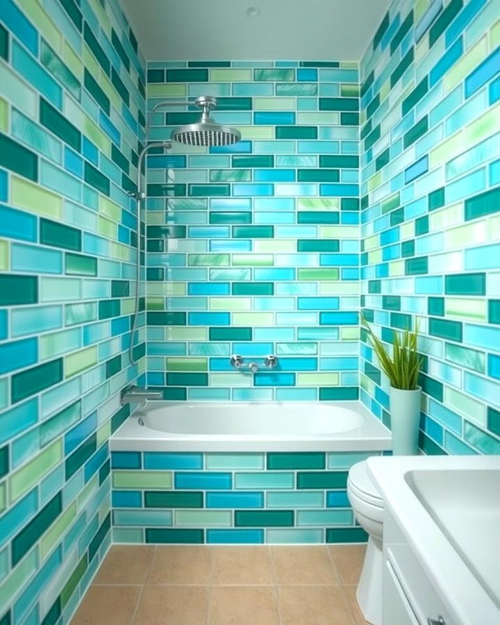 Turquoise and Green Blend - 30 Green Bathroom Tile Ideas