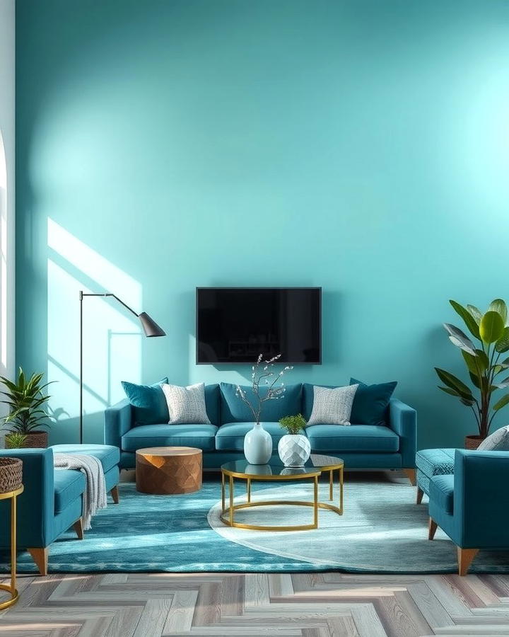 Turquoise and Monochromatic Layers - 25 Turquoise Living Room Ideas