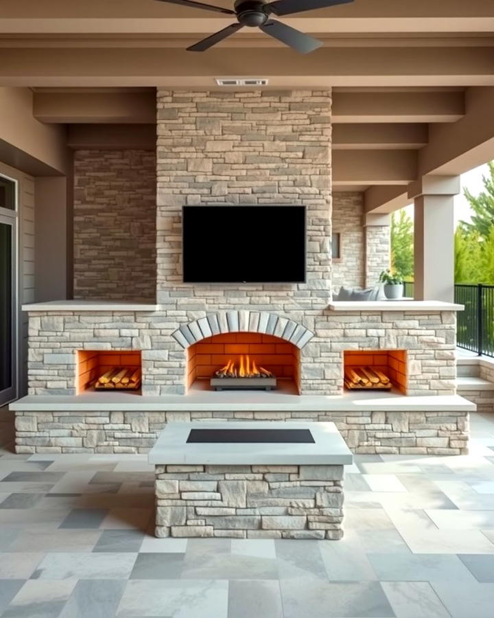 Two Sided Fireplace for Shared Spaces - 25 Outdoor Fireplace Ideas