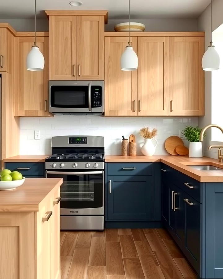 Two Tone Cabinet Design - 30 Kitchens With White Oak Cabinets