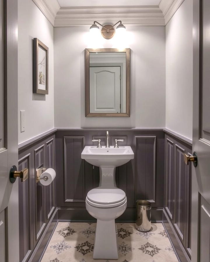 Two Tone Color Contrast - 25 Powder Room Wainscoting Ideas