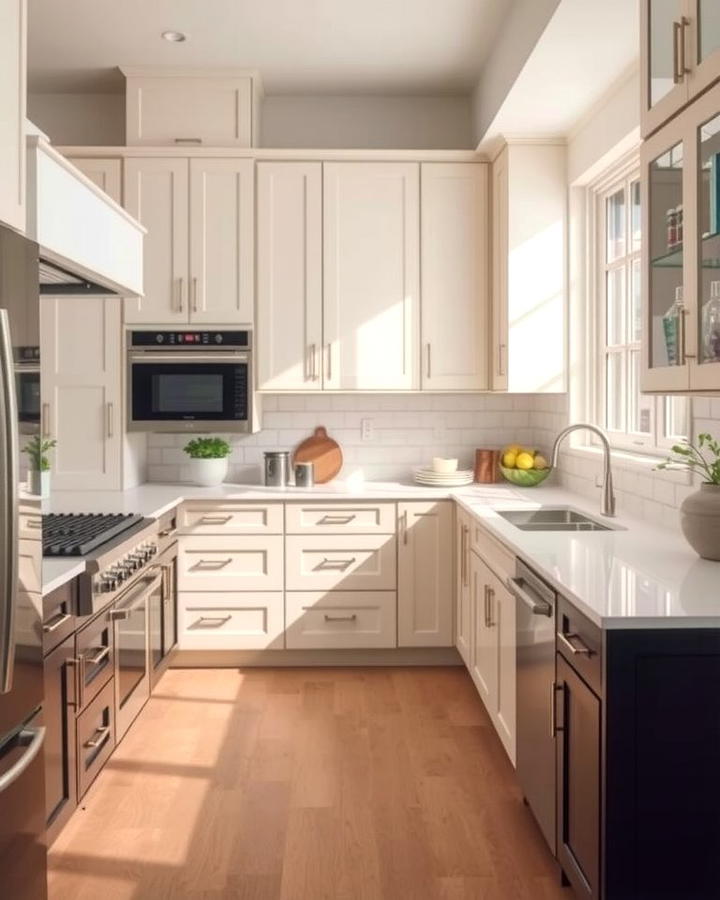 Two Tone Elegance with Off White Uppers - 25 Off-white Kitchen Cabinets