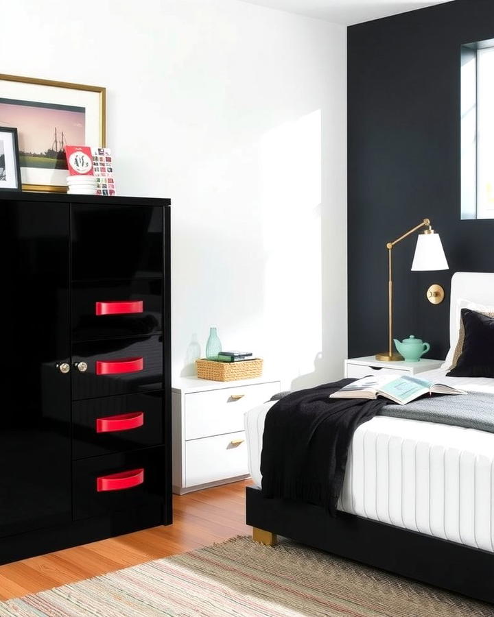 Two Tone Furniture - 25 red black and white bedroom ideas