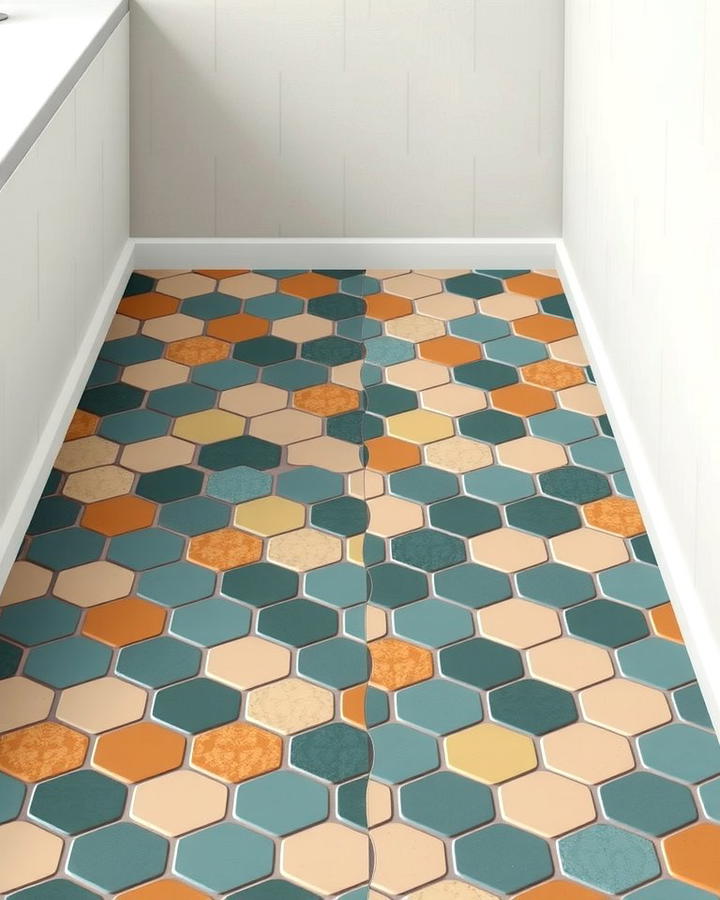 Two Tone Patterns - 25 Penny Tile Bathroom Floor Ideas