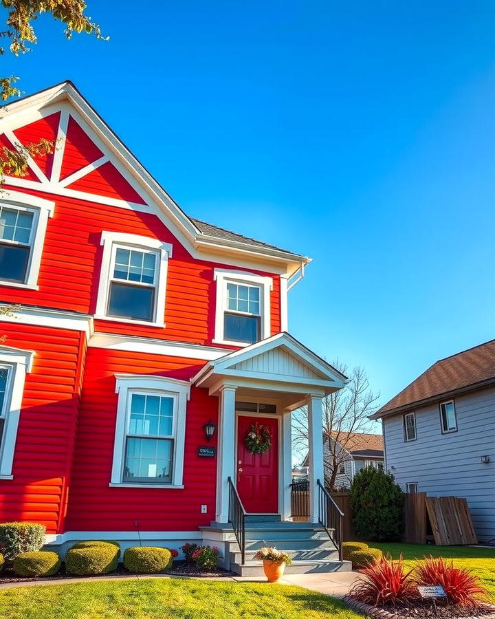 Two Tone Red and White Contrast - 25 red home exterior ideas