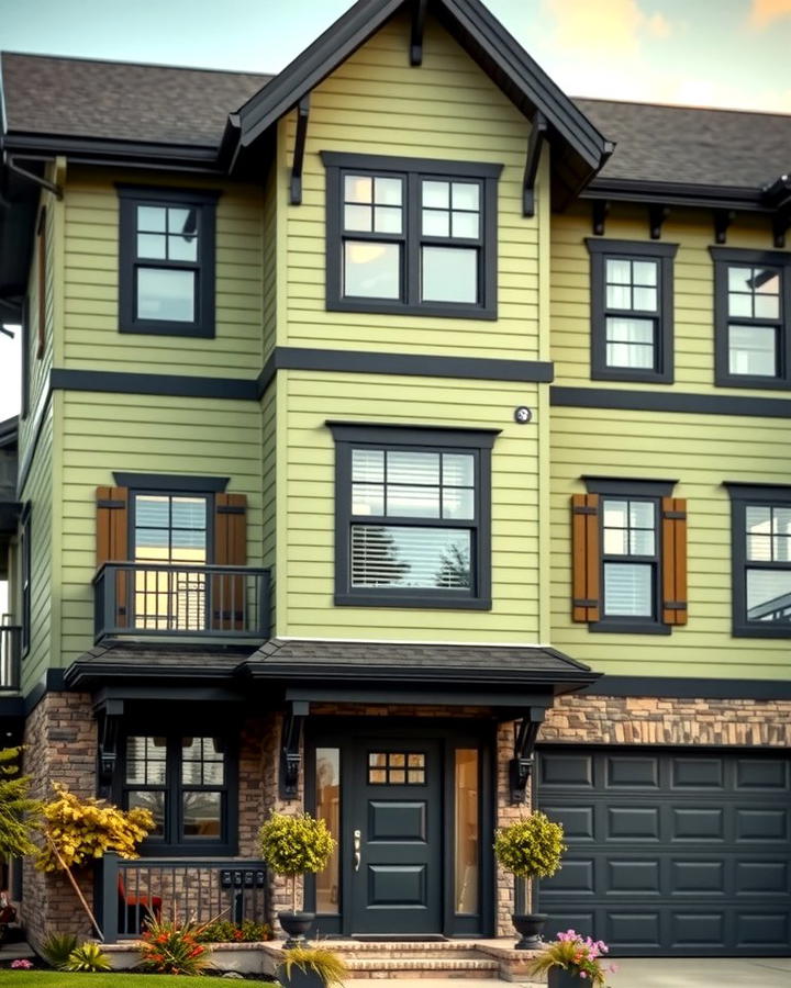 Two Tone Sage Green and Black Exterior - 25 Sage Green House With Black Trim Ideas