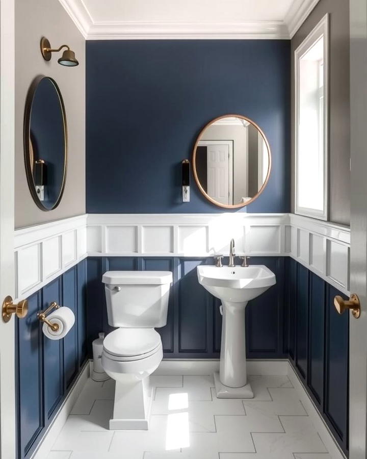 Two Tone Wainscoting - 25 Powder Room Wainscoting Ideas