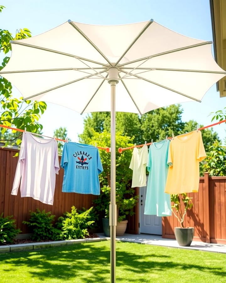 Umbrella Rotary Clothesline for Maximum Capacity - 25 Outdoor Clothesline Ideas