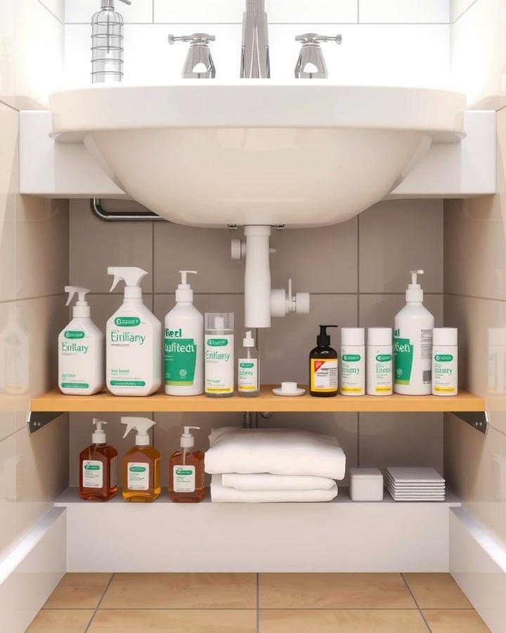 Under Sink Shelving Units - 30 Bathroom Cabinet Organizing Ideas