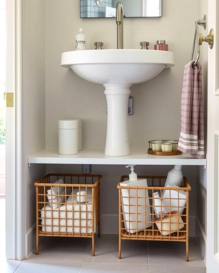 Under Sink Storage Baskets - 25 Small Ensuite Design Ideas