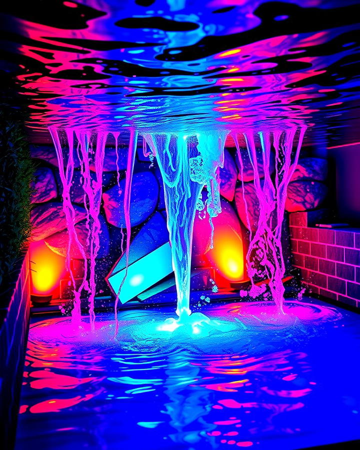 Underwater LED Lit Waterfall - 25 Small Pool Waterfall Ideas