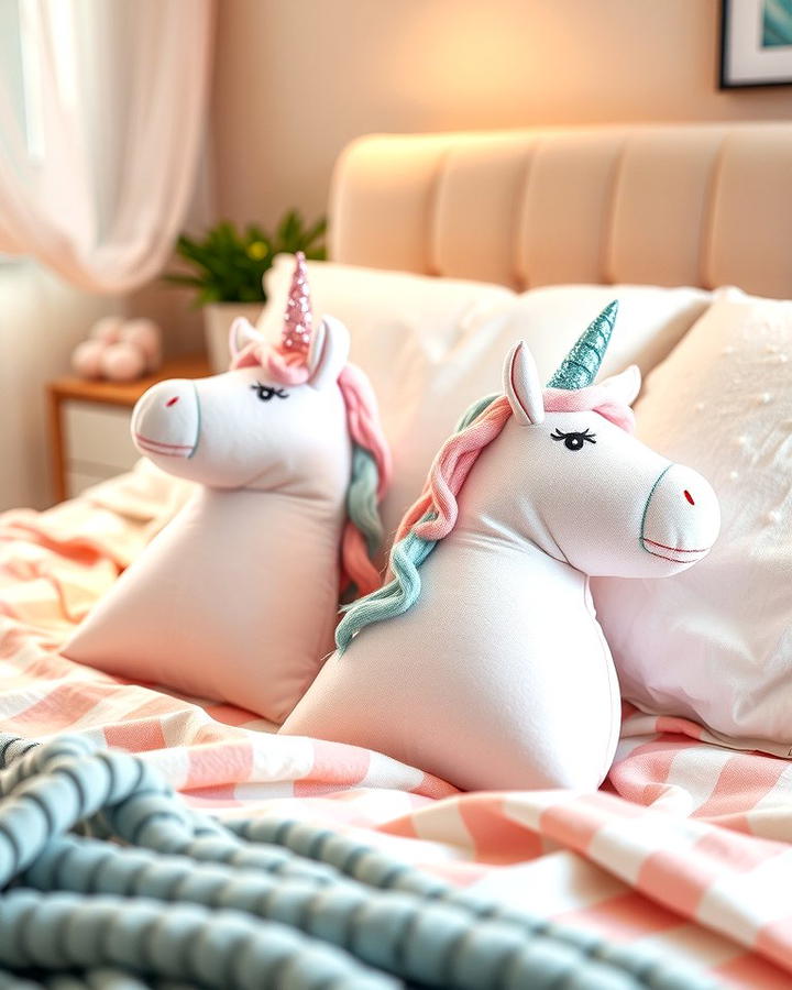 Unicorn Shaped Throw Pillows - 25 Unicorn Bedroom Ideas