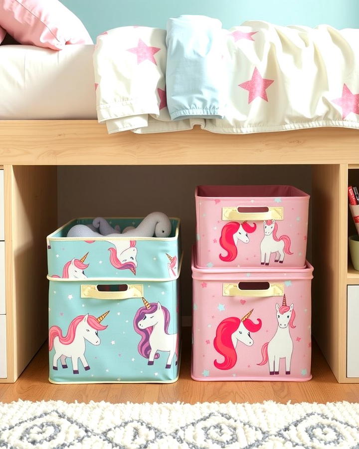 Unicorn Themed Storage Bins - 25 Unicorn Bedroom Ideas