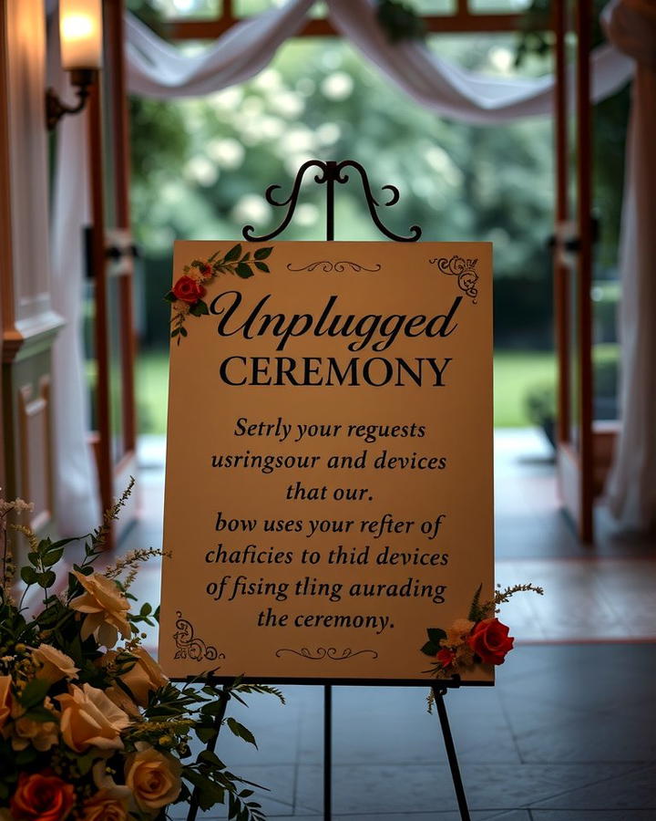 Unplugged Ceremony Sign - 30 Wedding Sign Ideas