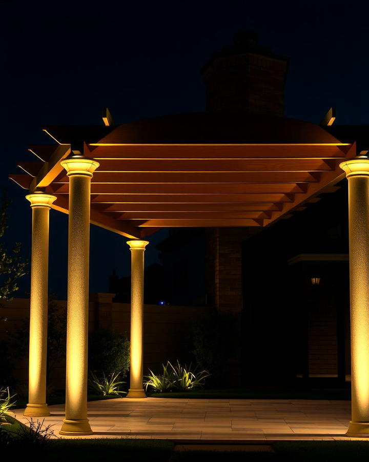Up Lighting for Dramatic Effects - 25 Pergola Lighting Ideas