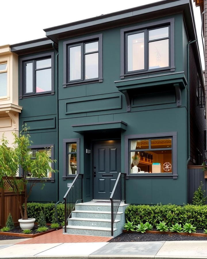 Urban Chic with Dark Green and Gray Accents - 30 Dark Green Exterior Ideas