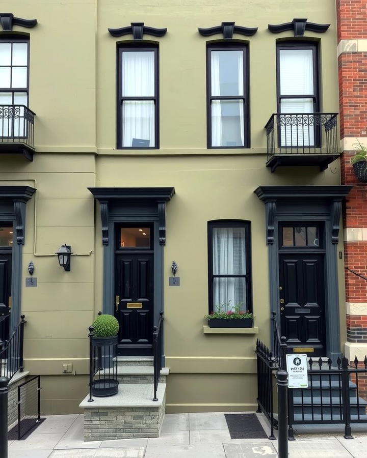 Urban Row House - 25 Sage Green House With Black Trim Ideas