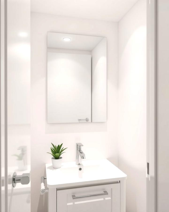 Use Frameless Mirrors - 30 Small White Bathroom Ideas