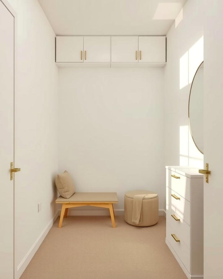 Use Light Neutral Colors for Walls and Furniture - 25 Small Dressing Room Ideas