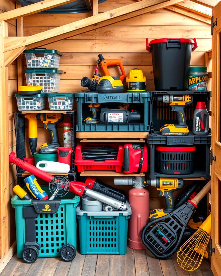 Use Stackable Storage Crates - 25 Shed Organization Ideas