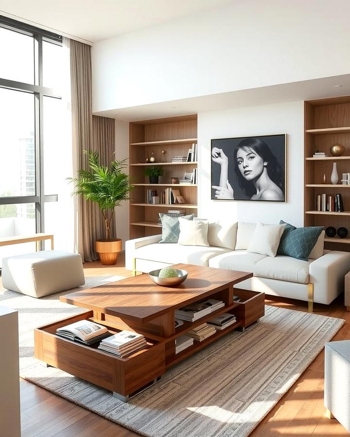 Use a Foldable Coffee Table - 30 Condo Living Room Ideas