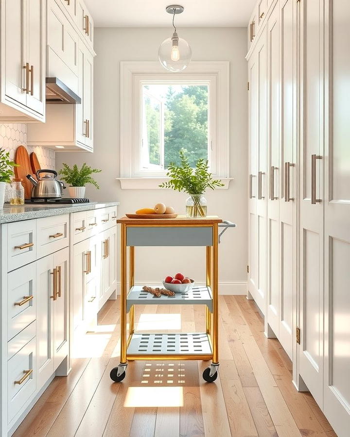 Use a Rolling Cart for Extra Storage - 25 Small Galley Kitchen Ideas on a Budget