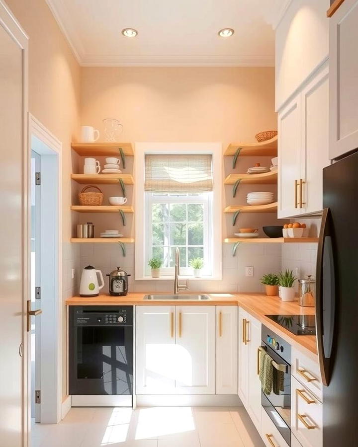 Utilize Corner Shelves - 25 Small Galley Kitchen Ideas on a Budget