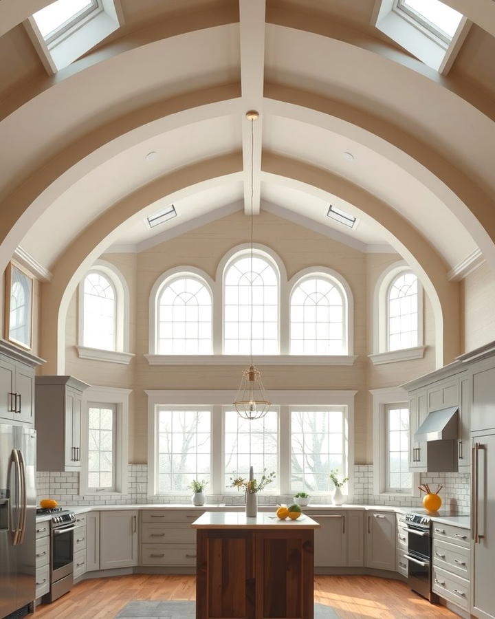 Vaulted Ceiling with Arched Windows - 25 Vaulted Ceiling Kitchen Ideas