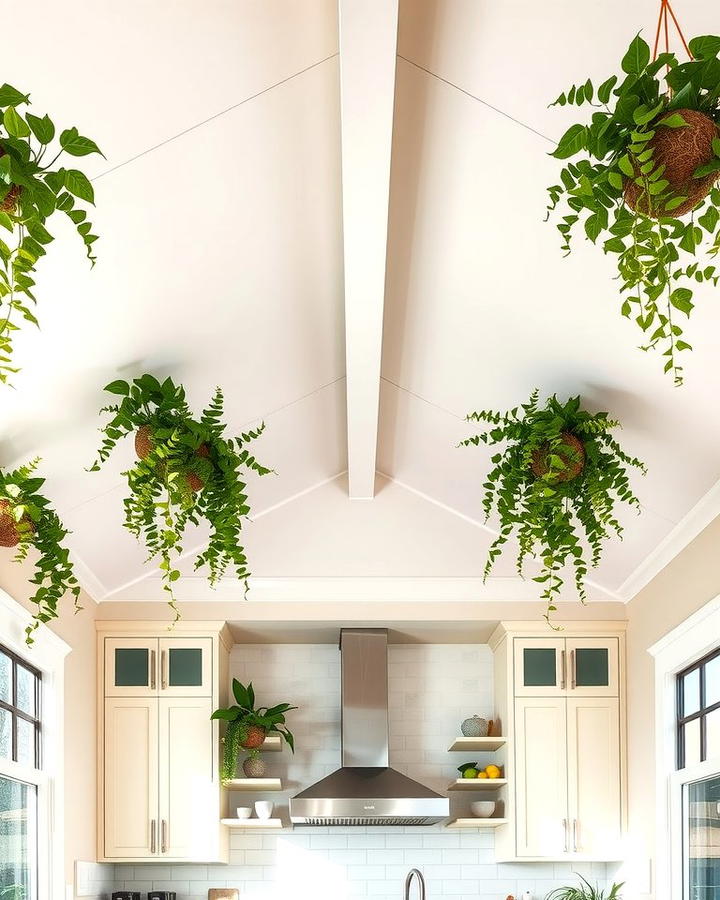 Vaulted Ceilings with Hanging Plants - 25 Vaulted Ceiling Kitchen Ideas