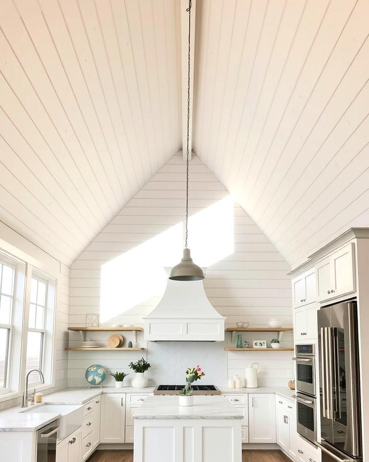 Vaulted Ceilings with Shiplap Panels - 25 Vaulted Ceiling Kitchen Ideas