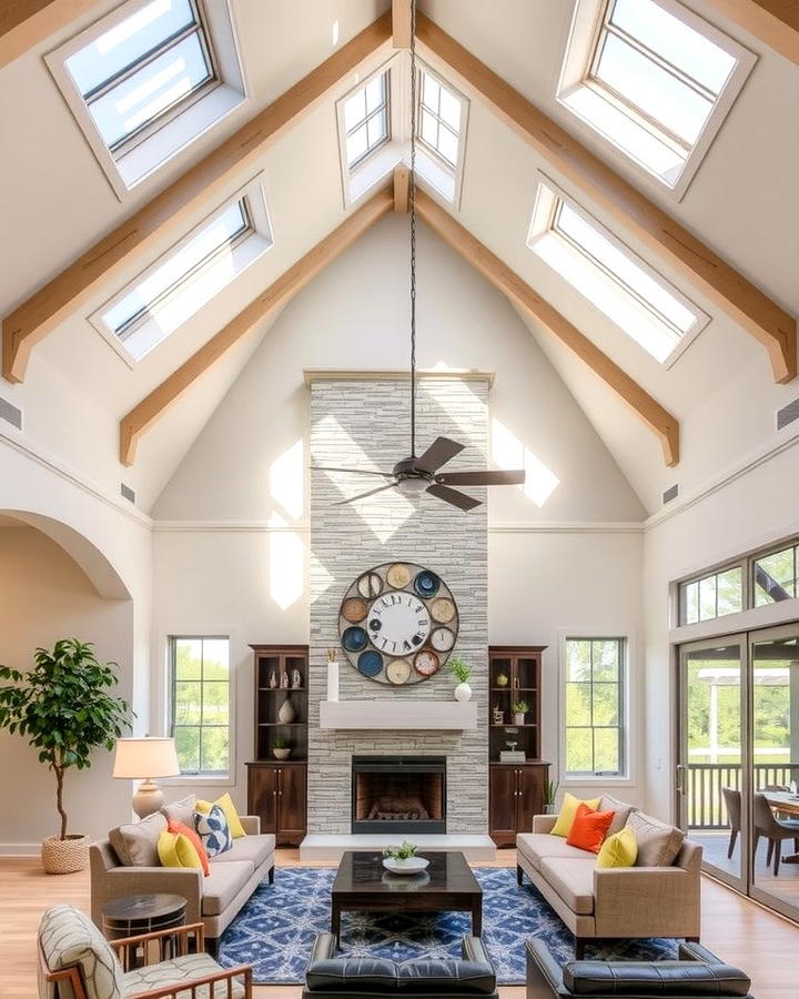 Vaulted Ceilings with Skylights and Fireplaces - 25 Rooms With Fireplaces With Vaulted Ceilings Features