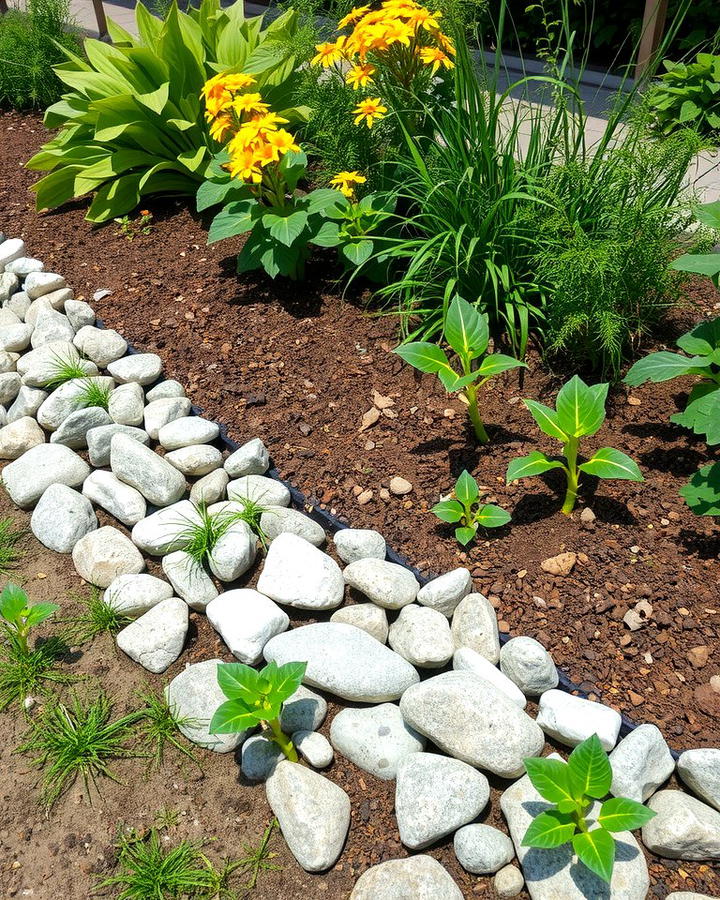 Vegetable Garden Borders - 25 River Rock Edging Ideas