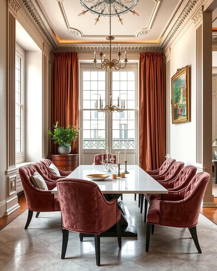 Velvet Upholstery - 25 Parisian Dining Room Ideas